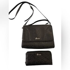 Guess Black Crossbody Bag and Wallet Set